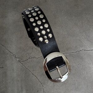 Studded Black Leather Belt